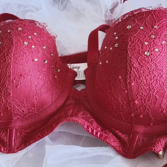 NWOT BRAS N THINGS sz 12B 2 piece lingerie set in Christmas red with diamantes - Picture 13 of 16